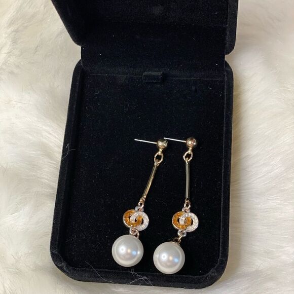 [ jafra] drop faux pearl earrings #9 - Picture 4 of 6